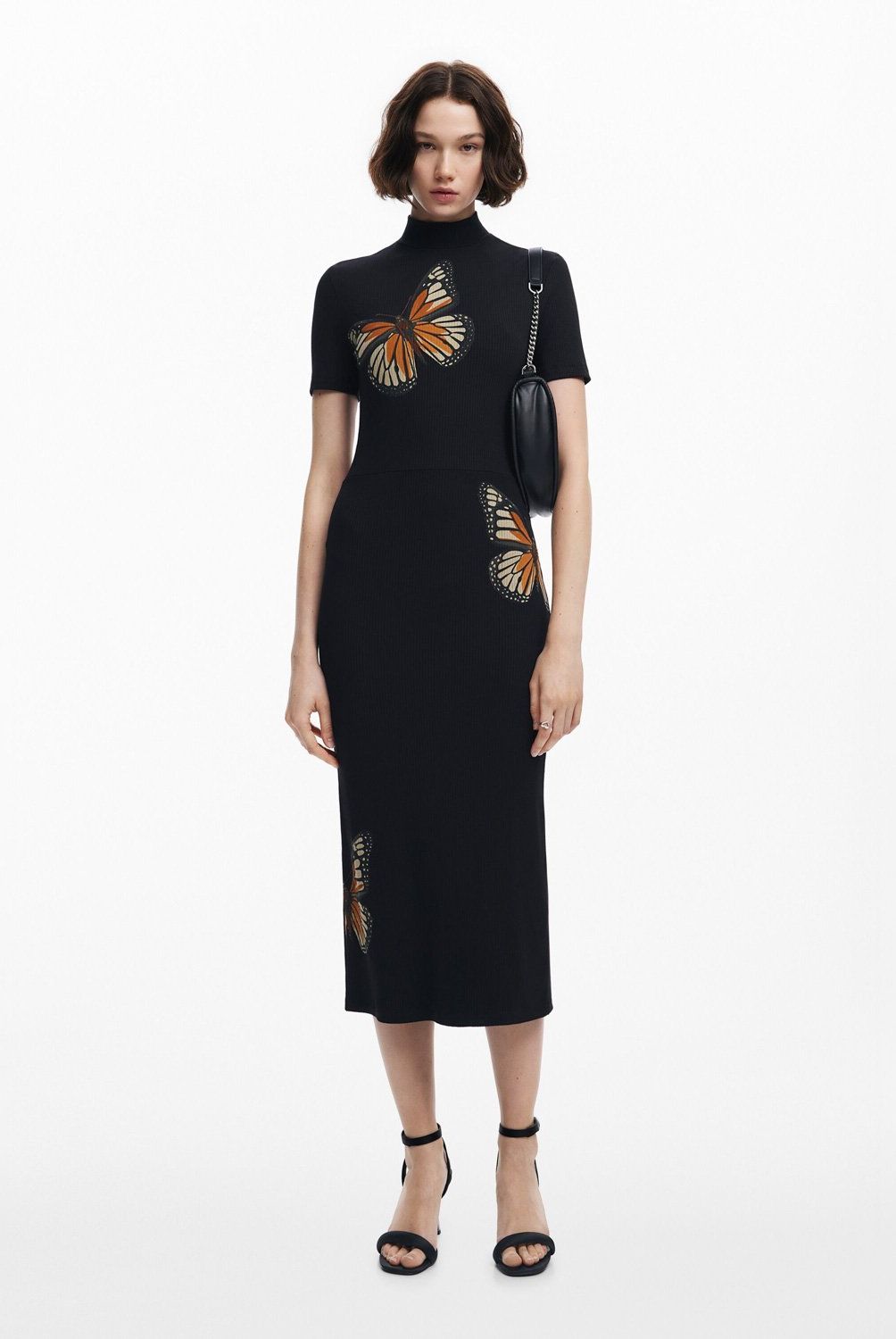 DESIGUAL - Vestido Slim Midi Mariposas Mujer Desigual