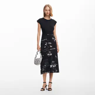 DESIGUAL - Vestido Midi Textos Mujer