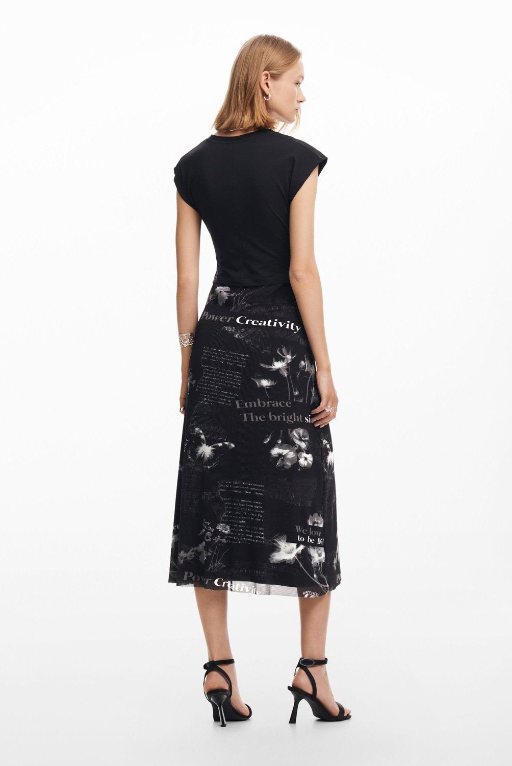DESIGUAL - Vestido Midi Textos Mujer Desigual