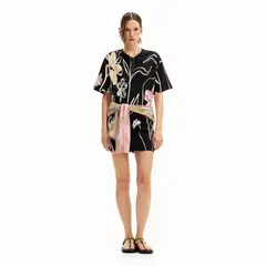DESIGUAL - Vestido Corto Flores Ilustradas Mujer