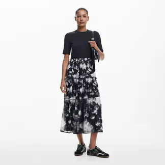 DESIGUAL - Vestido Midi Combinado Mujer