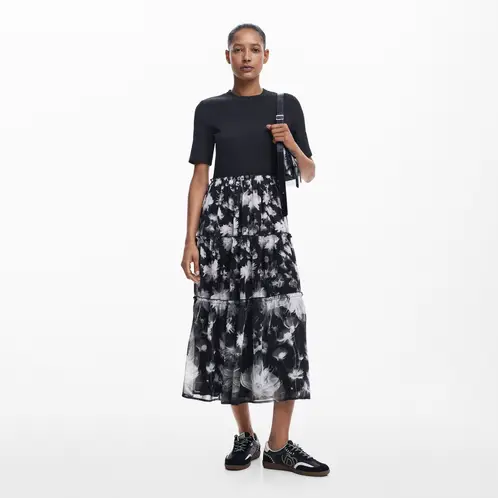 DESIGUAL - Vestido Midi Combinado Mujer
