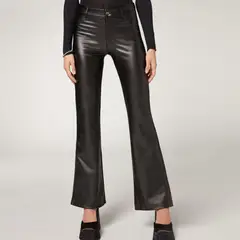 CALZEDONIA - Leggings Flare Efecto Piel Mujer