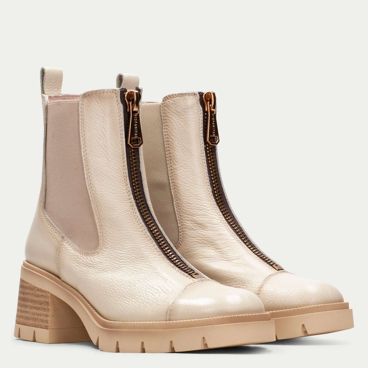 HISPANITAS - Botín Mujer Cuero Blanco Hispanitas