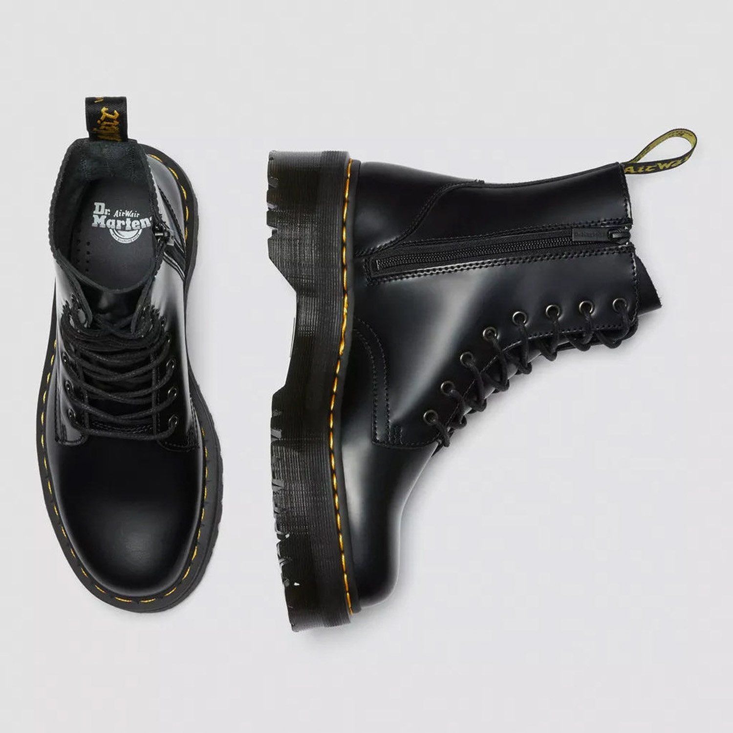 DR MARTENS Jadon Botín Mujer Cuero Polished Smooth Negro Dr