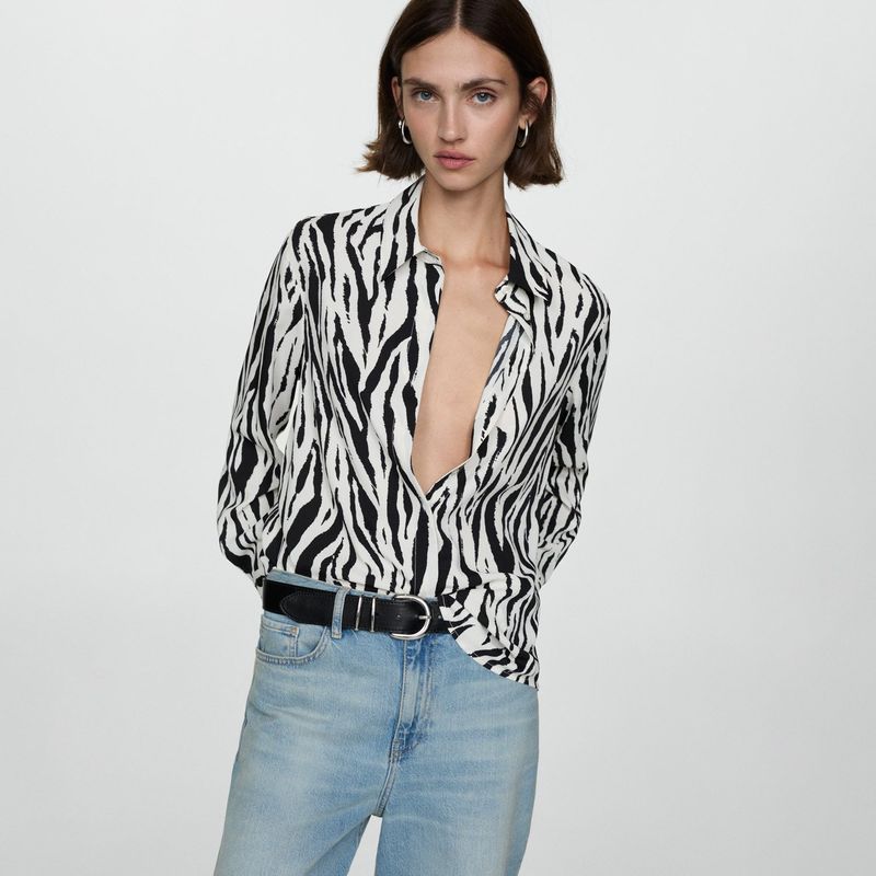 MANGO - Camisa Estampada Fluida Mujer Mango