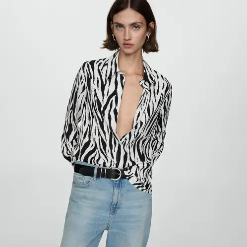 MANGO - Camisa Estampada Fluida Mujer