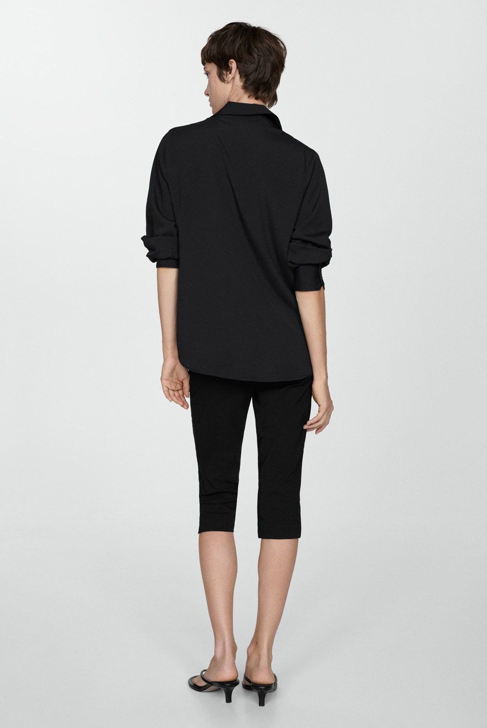 MANGO - Camisa Manga Larga Fluida Mujer Mango