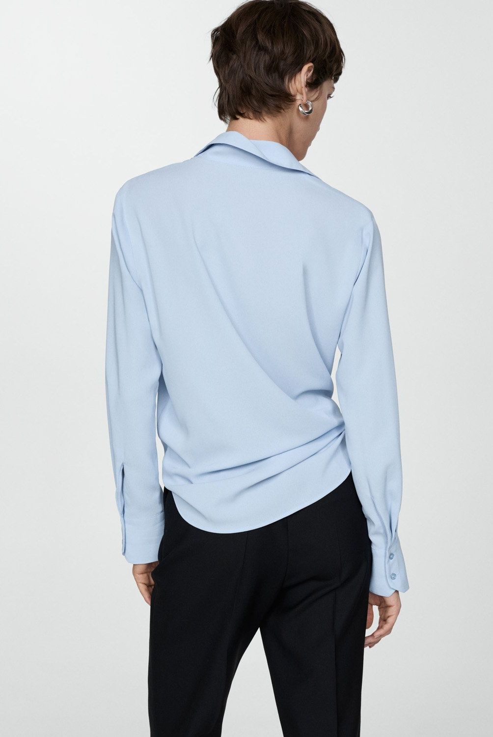 MANGO - Camisa Manga Larga Fluida Mujer Mango