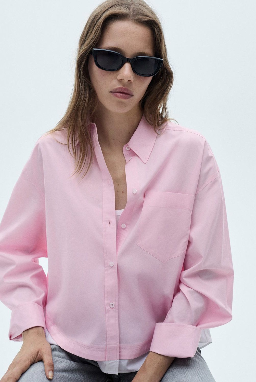 MANGO - Blusa Oversize Bajo Contraste Mujer Mango