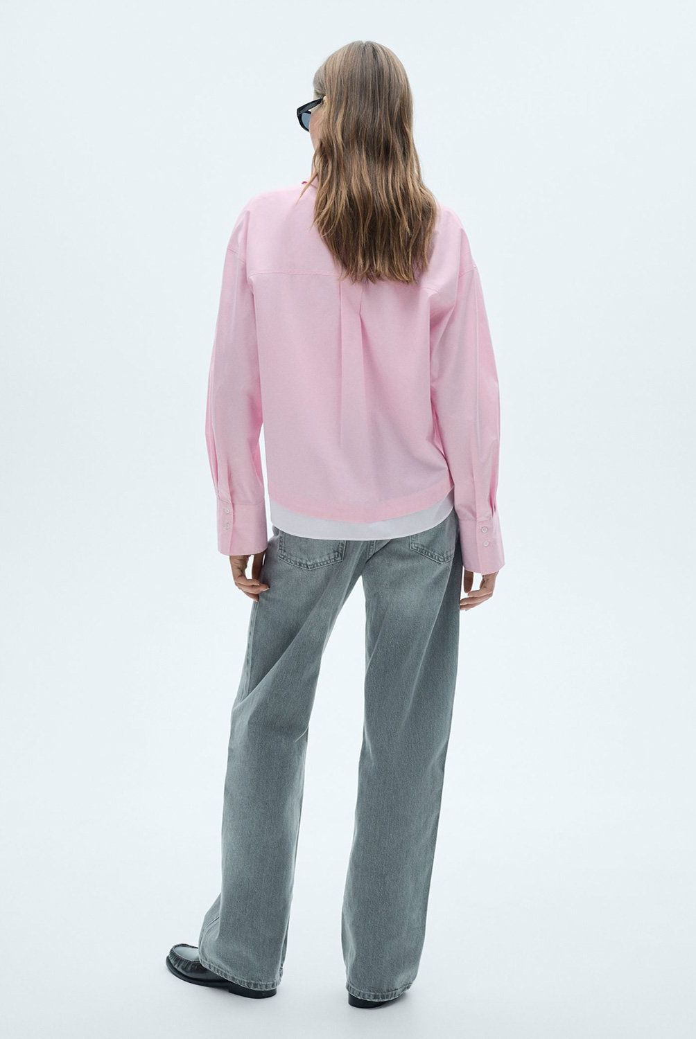 MANGO - Blusa Oversize Bajo Contraste Mujer Mango