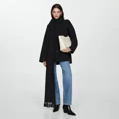 MANGO - Abrigo Punto Bufanda Desmontable Mujer