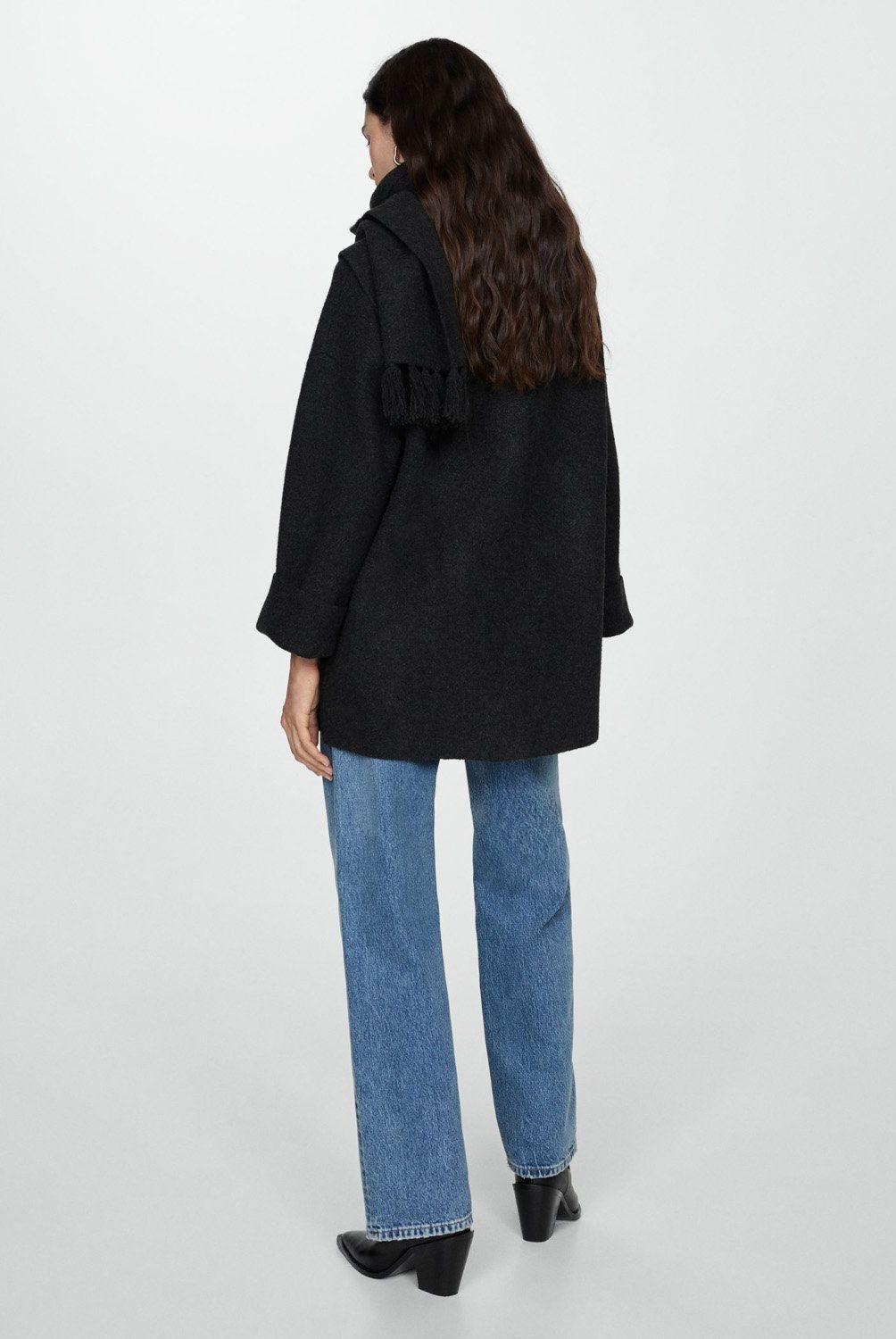 MANGO - Abrigo Punto Bufanda Desmontable Mujer Mango