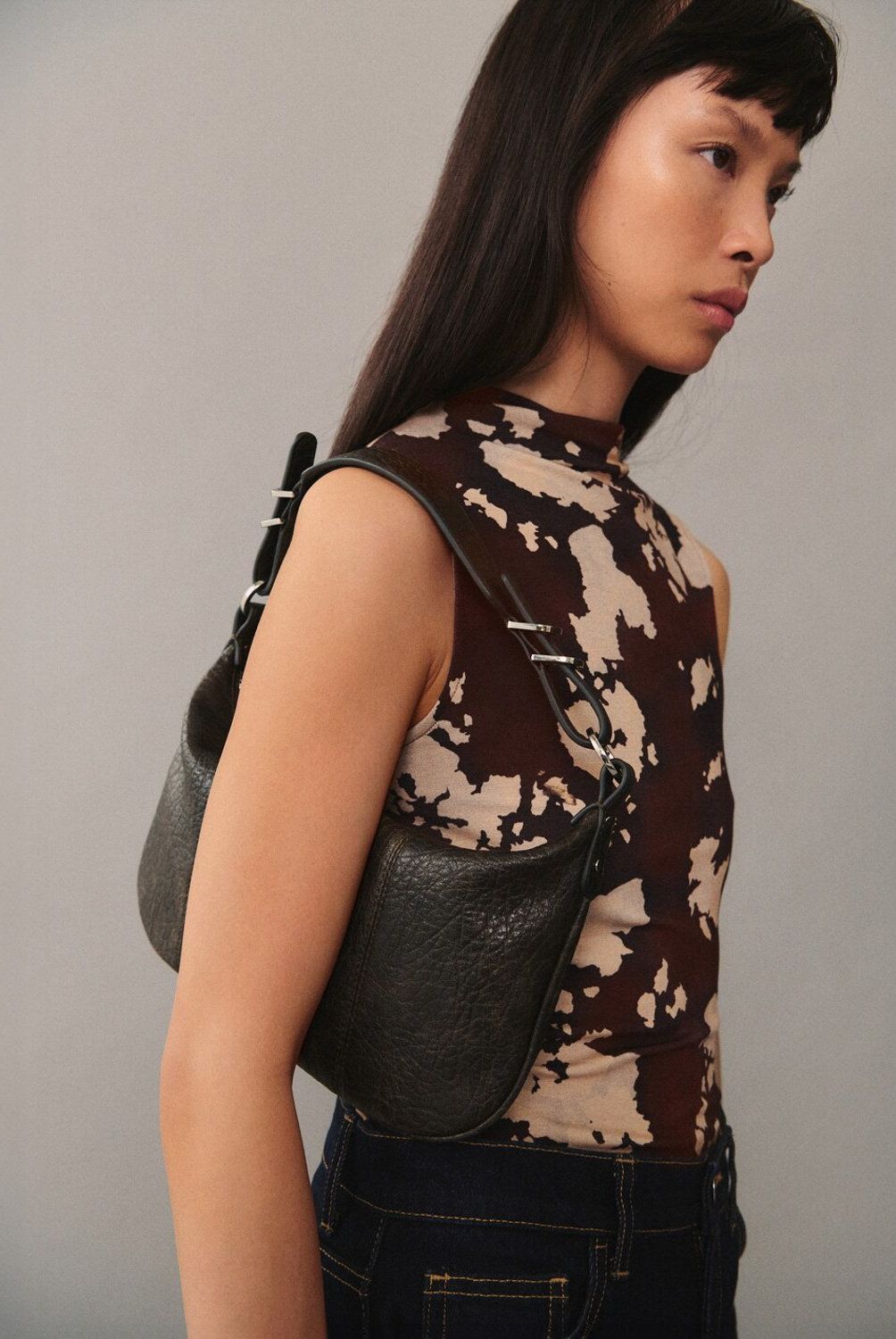 MANGO - Top Estampado Cuello Perkins Mujer Mango