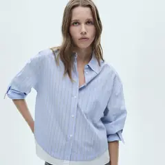 MANGO - Blusa Rayas Bajo En Contraste Mujer