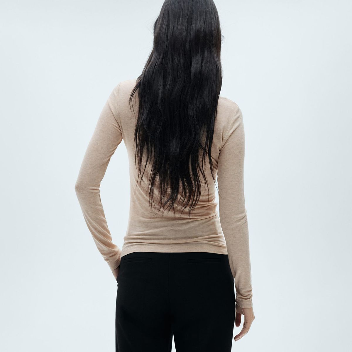 MANGO - Polera Manga Larga Cuello Redondo Mujer Mango