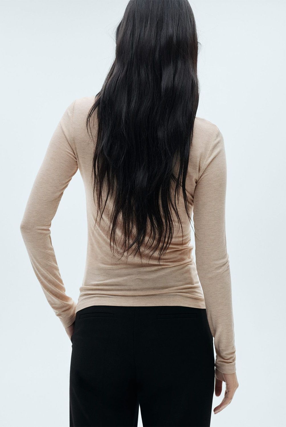 MANGO - Polera Manga Larga Cuello Redondo Mujer Mango