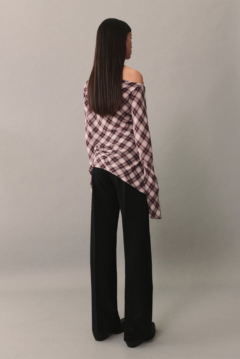 MANGO - Blusa Cuadros Asimétrica Mujer Mango