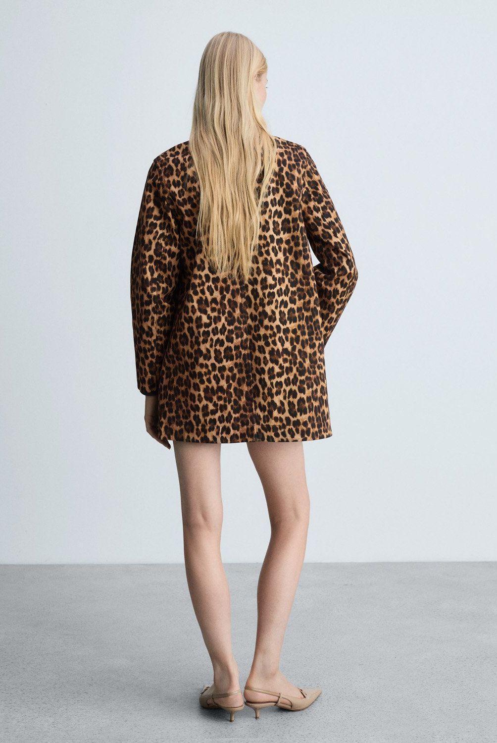 MANGO - Abrigo Recto Leopardo Mujer Mango