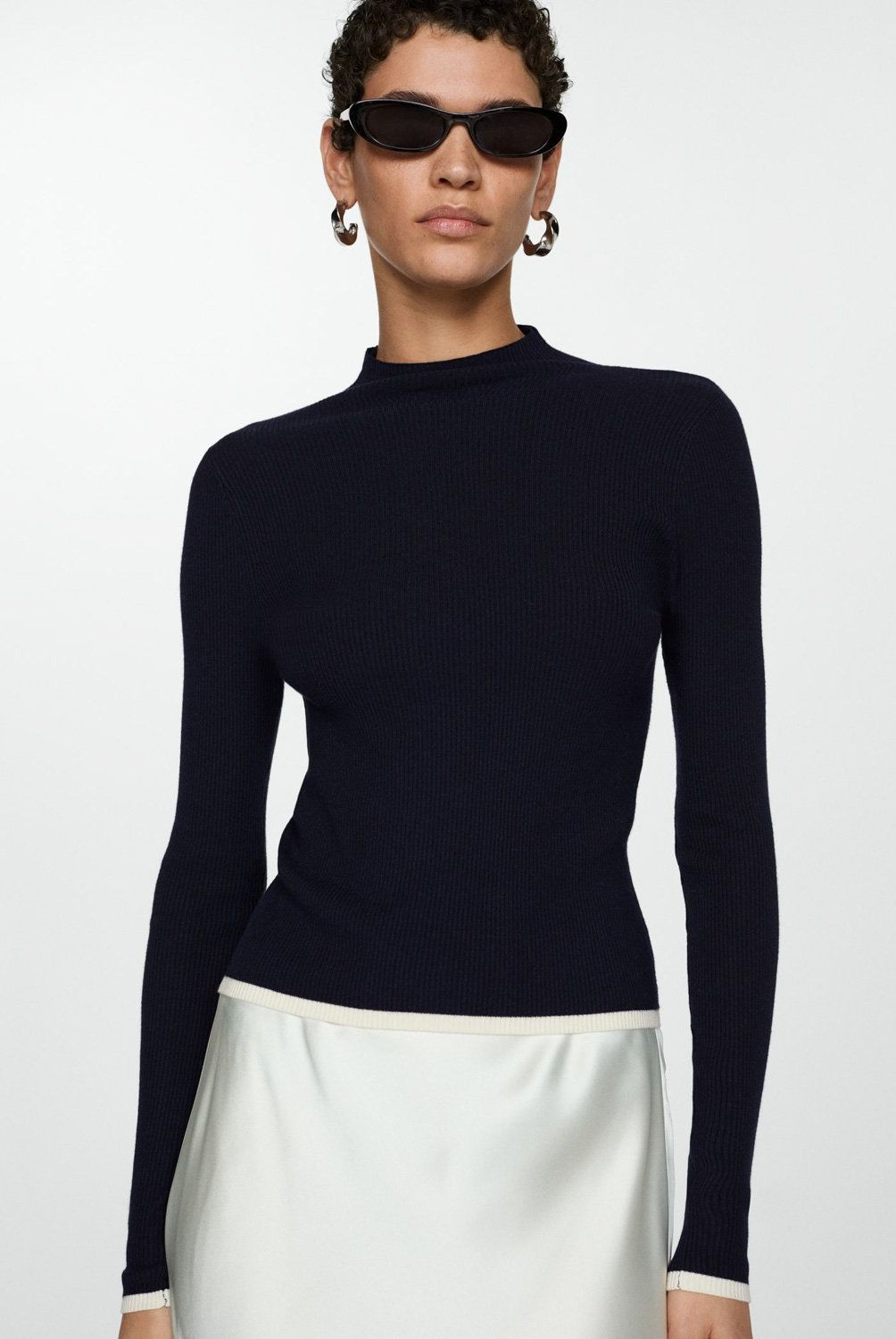 MANGO - Sweater Canalé Cuello Perkins Mujer Mango