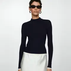 MANGO - Sweater Canalé Cuello Perkins Mujer