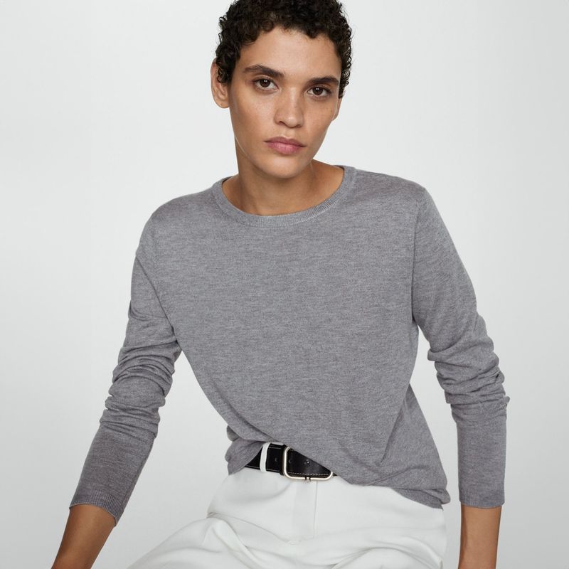 MANGO - Sweater Punto Fino Cuello Redondo Mujer Mango