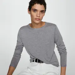 MANGO - Sweater Punto Fino Cuello Redondo Mujer