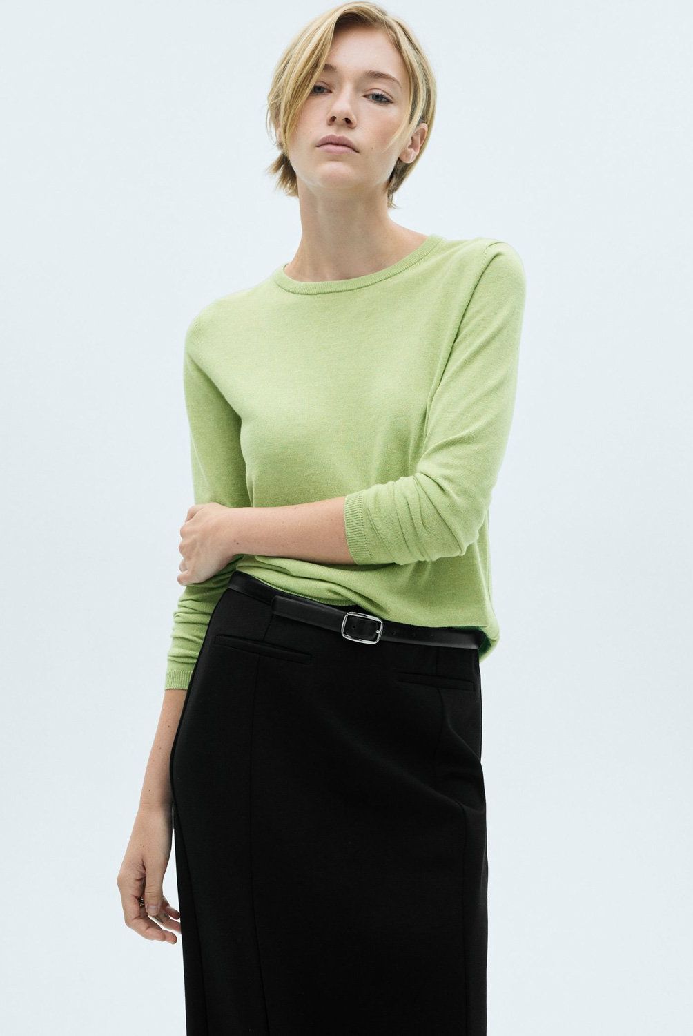 MANGO - Sweater Punto Fino Cuello Redondo Mujer Mango