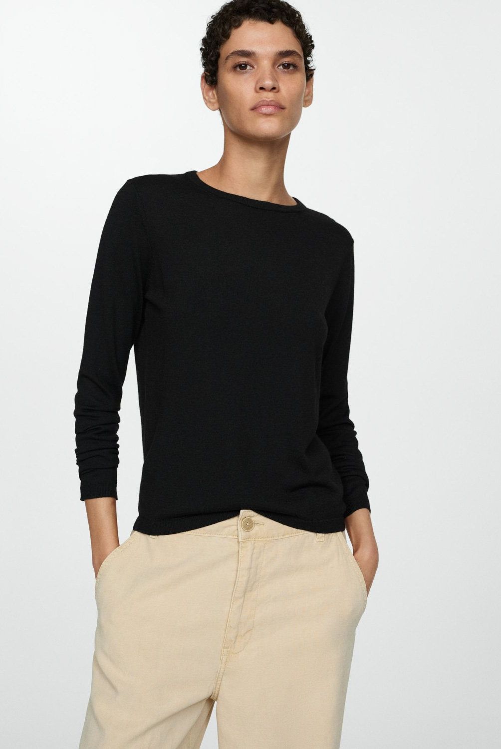 MANGO - Sweater Punto Fino Cuello Redondo Mujer Mango