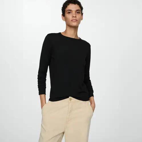 MANGO - Sweater Punto Fino Cuello Redondo Mujer