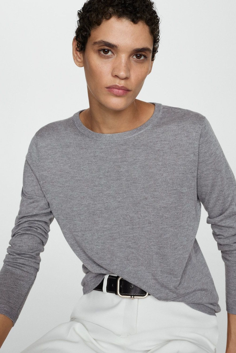 MANGO - Sweater Punto Fino Cuello Redondo Mujer Mango