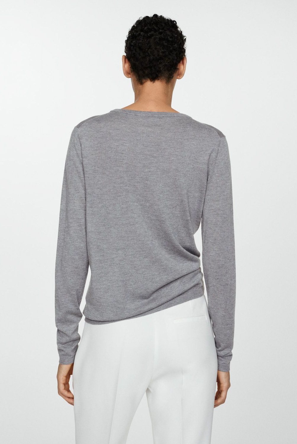 MANGO - Sweater Punto Fino Cuello Redondo Mujer Mango