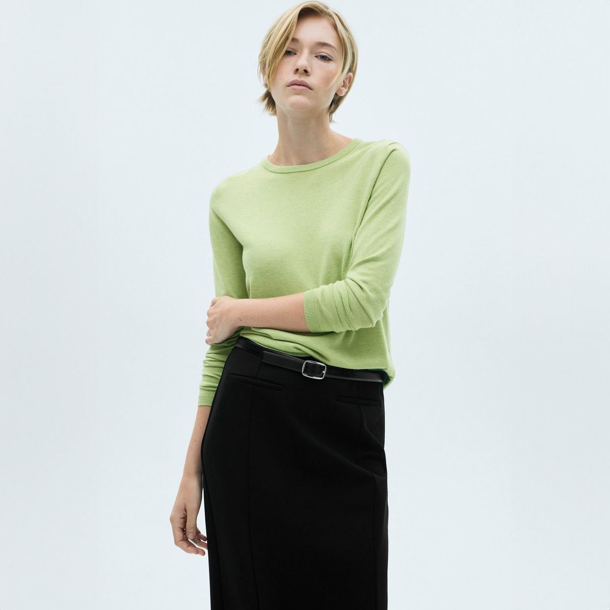 MANGO - Sweater Punto Fino Cuello Redondo Mujer Mango