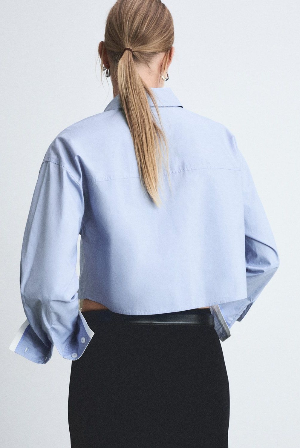 MANGO - Blusa Crop Combinada Mujer Mango