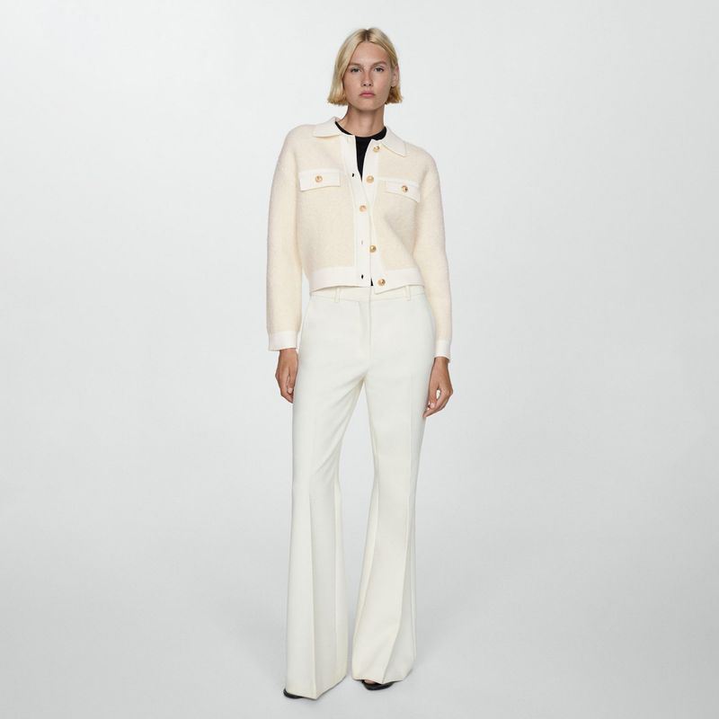 MANGO - Chaqueta Tejida Tweed Botones Mujer Mango