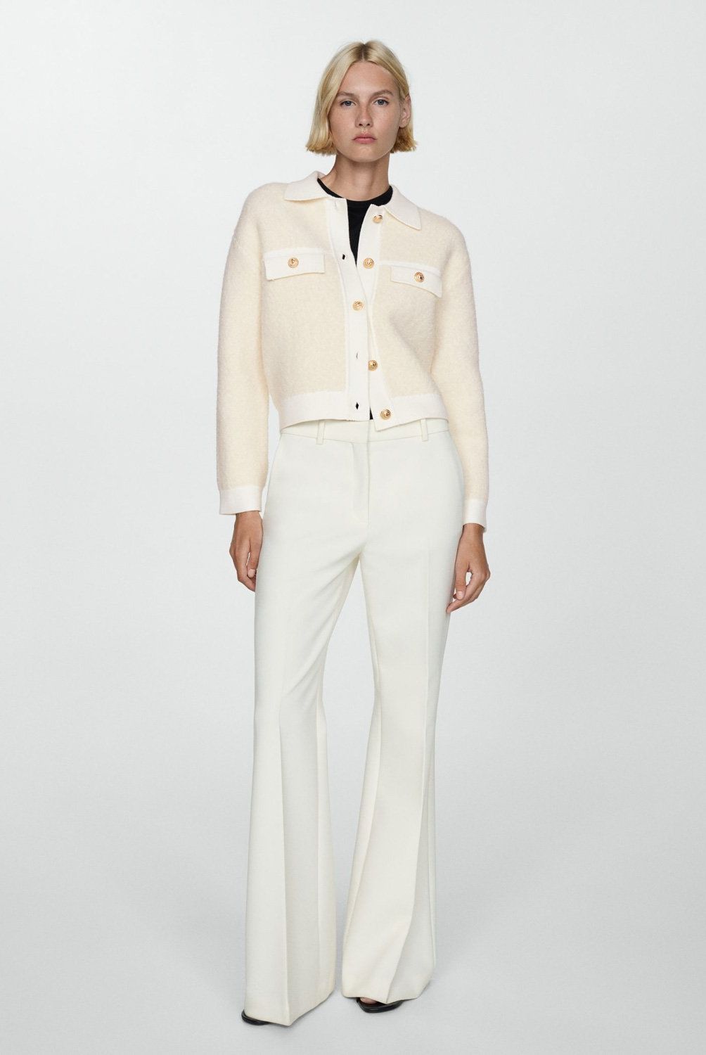 MANGO - Chaqueta Tweed Botones Mujer Mango