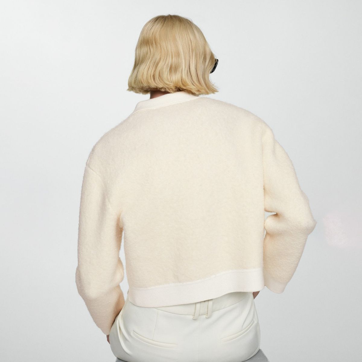 MANGO - Chaqueta Tejida Tweed Botones Mujer Mango