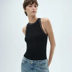 MANGO - Top Punto Detalles Contraste Mujer