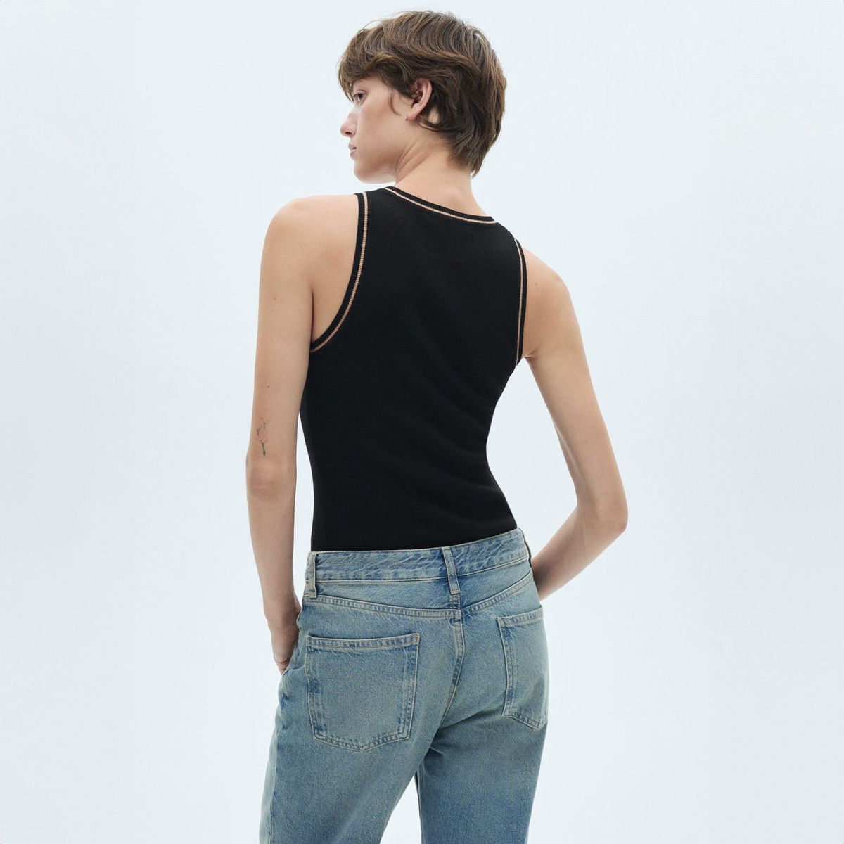 MANGO - Top Punto Detalles Contraste Mujer Mango