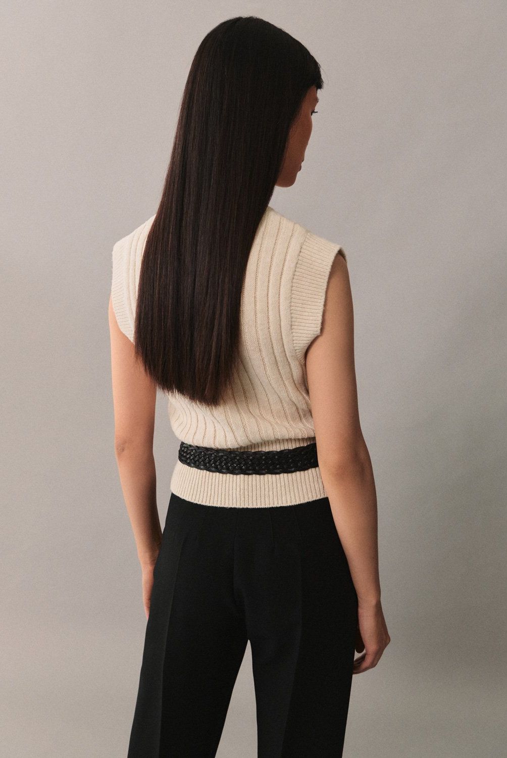 MANGO - Chaleco Punto Cuello Perkins Mujer Mango