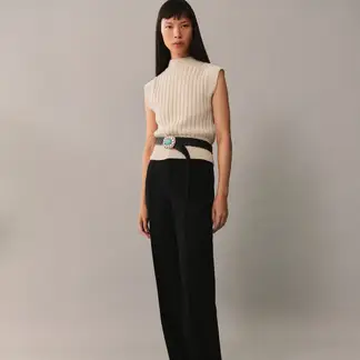MANGO - Chaleco Punto Cuello Perkins Mujer
