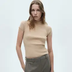 MANGO - Sweater Canalé Cuello Perkins Mujer