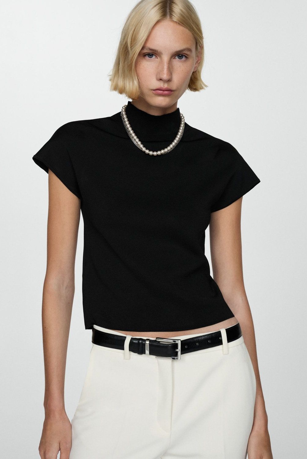 MANGO - Sweater Cuello Perkins Manga Corta Mujer Mango