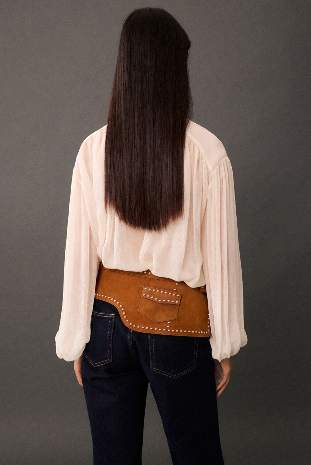 MANGO - Blusa Lazo Manga Abullonada Mujer Mango