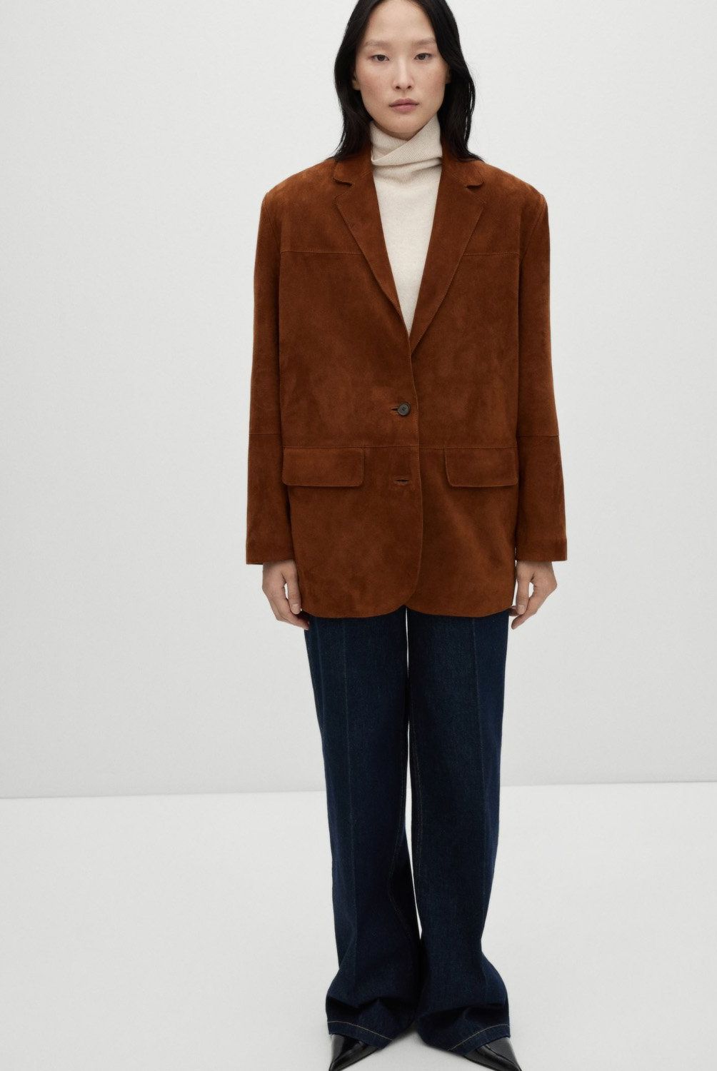 MANGO - Blazer 100% Piel Ante Mujer Mango