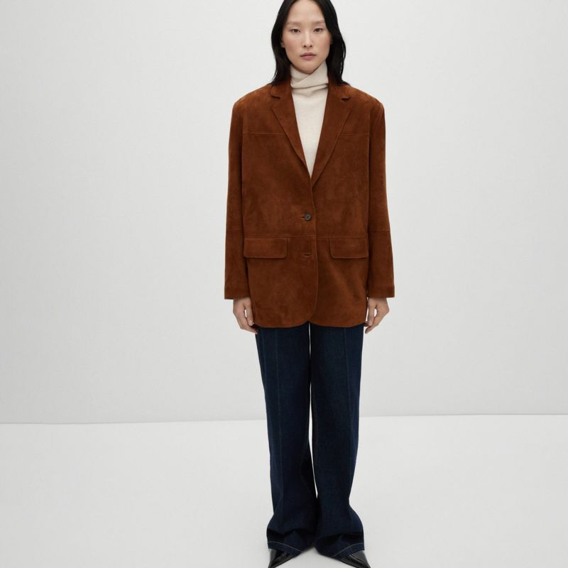 MANGO - Blazer 100% Piel Ante Mujer Mango