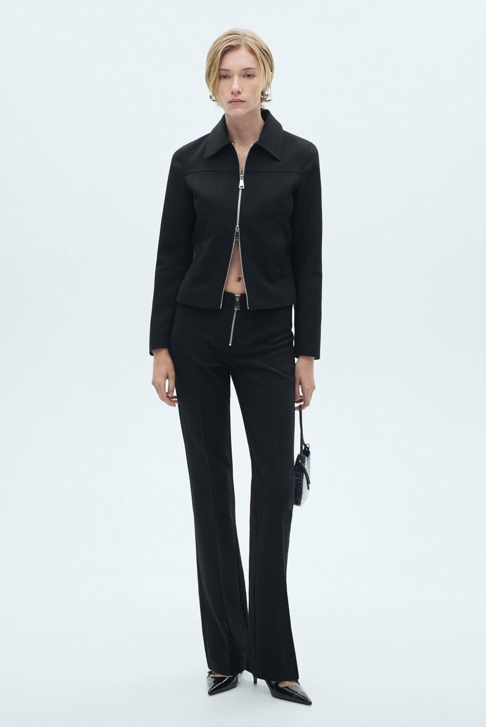 MANGO - Pantalón Flare Cremallera Mujer Mango