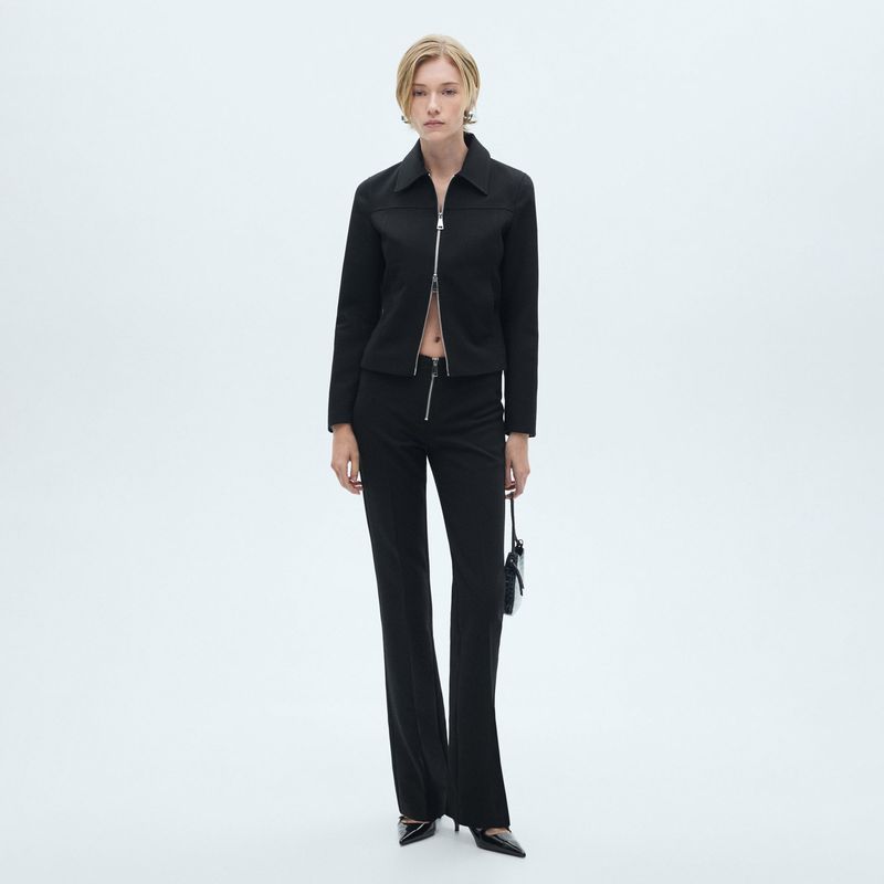 MANGO - Pantalón Flare Cremallera Mujer Mango