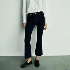 MANGO - Jeans Sienna Tiro Alto Flare Crop Efecto Lavado Mujer