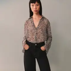 MANGO - Blusa Fluida Leopardo Mujer